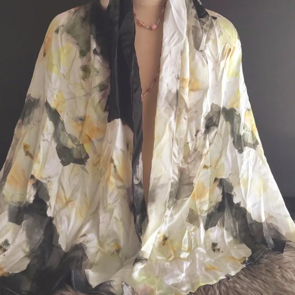 Avoca Floral Silk Scarf Evening Shoulder Wrap Shawl Wedding Accessory for Women